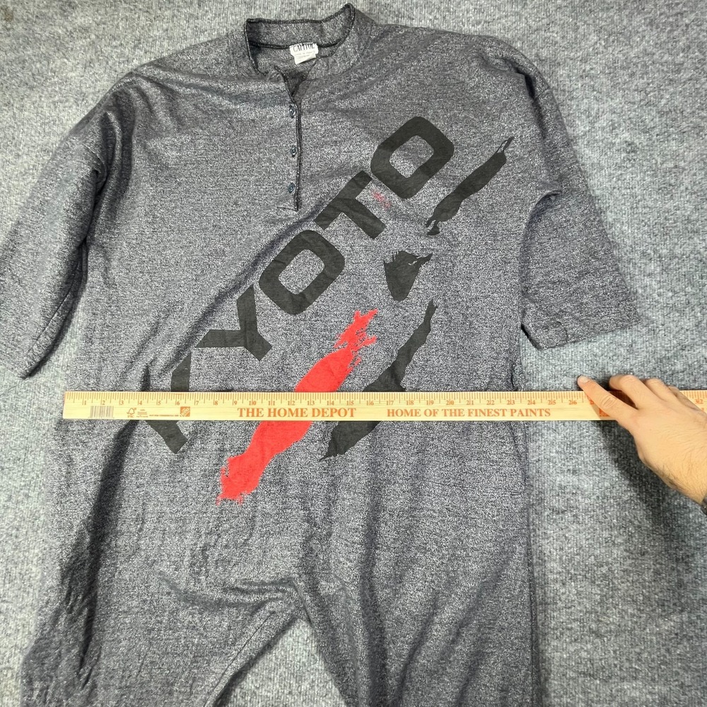 Capitol One Piece Henley Union Suit unisex Gray Cotton Kyoto Graphic Sleepwear - Picture 6 of 16